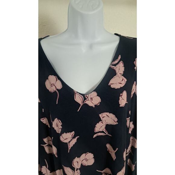 J. Jill Wearever Oversized Navy Purple Floral Stretch Tunic/Dress Sz XL Summer - Picture 3 of 8